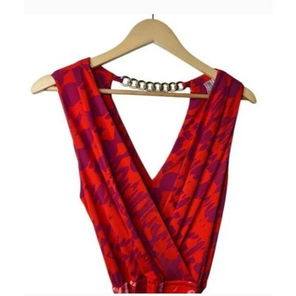 Anthropologie Yoana Baraschi Faux Wrap Bright Patterned Tie Waist Dress Size Med - Picture 3 of 6